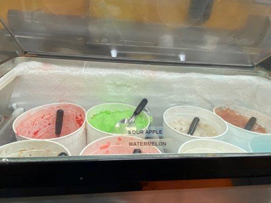 Flavor Selections. Remember to Check in with Yelp for 10% off Medium Italian Ice/Gelato @ The Italian Ice Shoppe on Ventura Woodland Hills