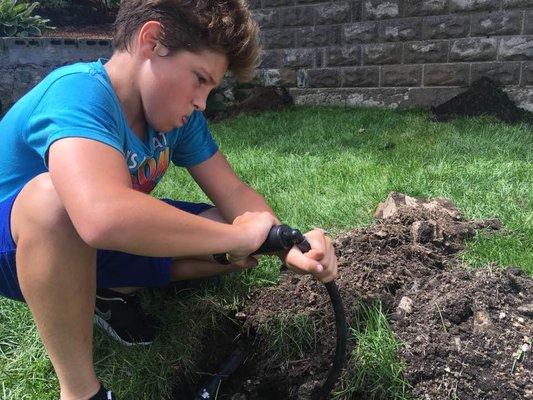 Fabio's son Joseph helping during his summer vacation.