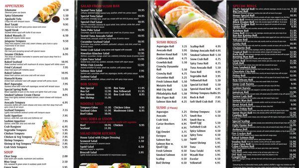 updated menu