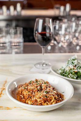 Bolognese with Mafaldine noodles