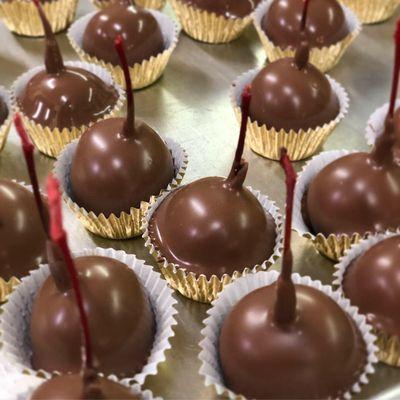 Hand dipped chocolate covered cherries!