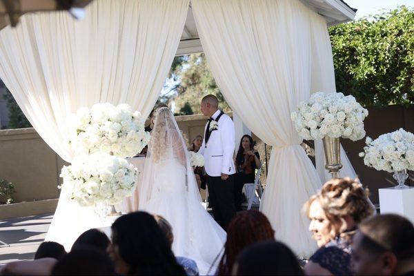 Ceremony florals and draping