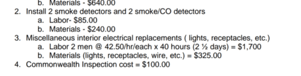 Overcharging for outlet and light replacement