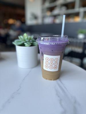 Vietnamese iced coffee with ube