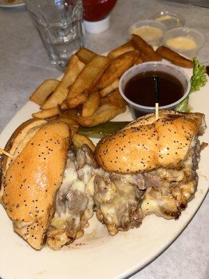 Roast Beef Melt! Delicious! So good by itself I didn't even dip. Got with honey mustard to dip!