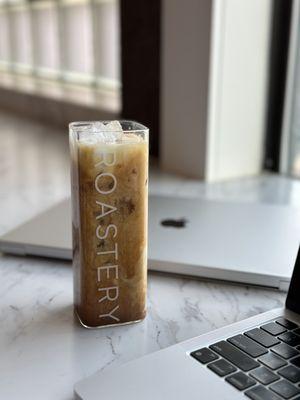 White apricot iced latte