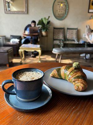 Cappuccino and Pistachio Almond Croissant