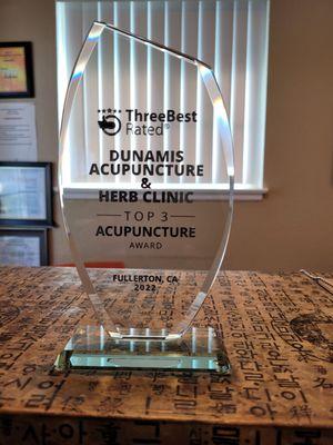 2022 Top 3 Acupuncture Award.

*Three Best Rated**