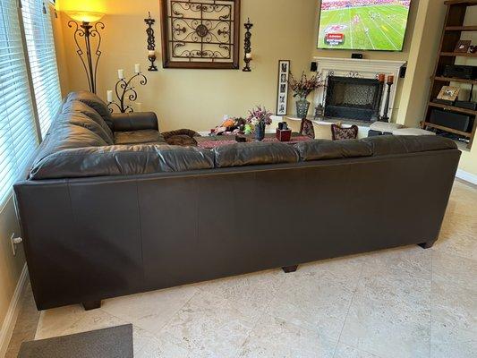 Reconditioned couch with dark brown