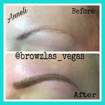 Blonde brows microblading. Taken right after 1st session.