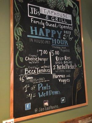 Happy hour menu