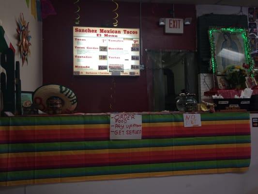 You can order tacos and tamales at the the counter in back of the