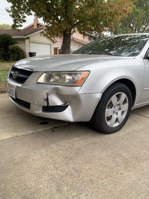 (Before) Front bumper damage