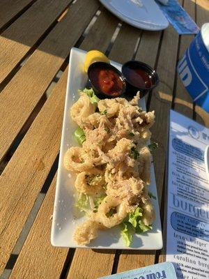 Calamari with marinara and sweet and spicy sauce