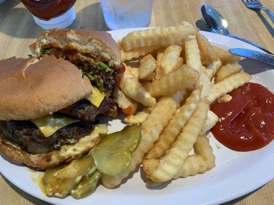 Double cheeseburger and fries