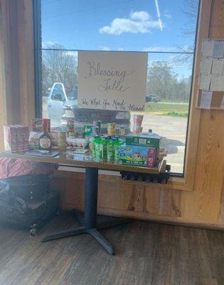 A blessing table. Loved this!