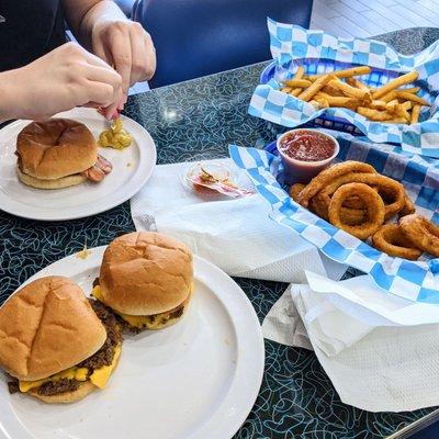 Peg Special,  Charlies Special,  Hot Dog, Onion Ring, and Small Fry