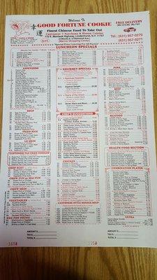 The menu