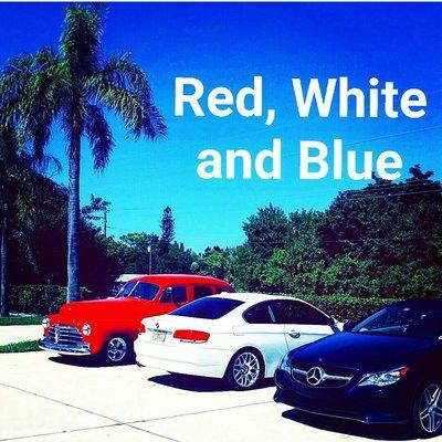 Chevy, BMW & Mercedes Red, White & Blue