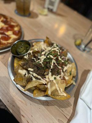 Beer nachos with Brisket ... ask for extra Cheese