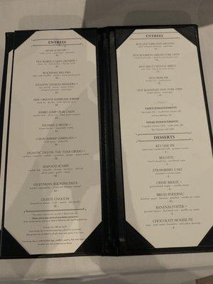 The menu