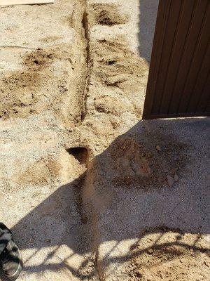 Trench under concrete