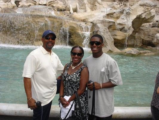 Lees at the Trevi Fountain in Rome, Italy