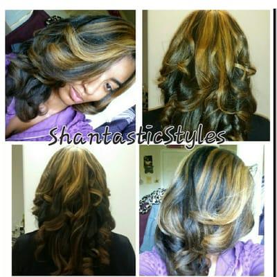 Highlites on natural hair. Silky press & curl