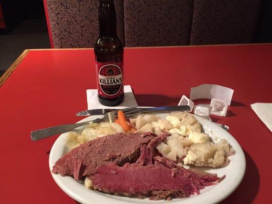 Delicious corned beef and cabbage and an Irish brew. Wait! Is it brewed or imported in Golden, CO? Good either way!