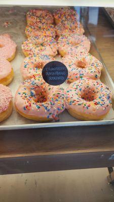 Pink donuts with sprinkles