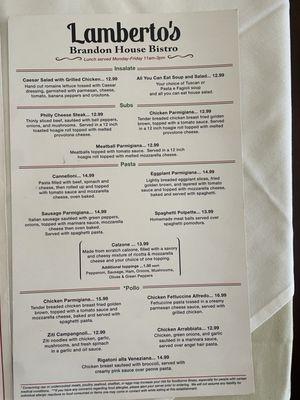 Lunch Menu