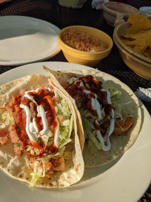 Shrimp tacos with rice