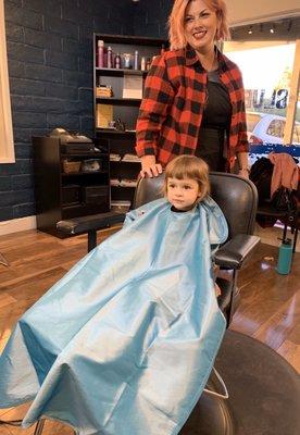 My toddler, haircut by Stylist Amanda!!