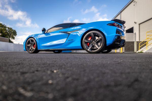 Full paint correction, roof wrap, and ceramic coating on this C8 Corvette