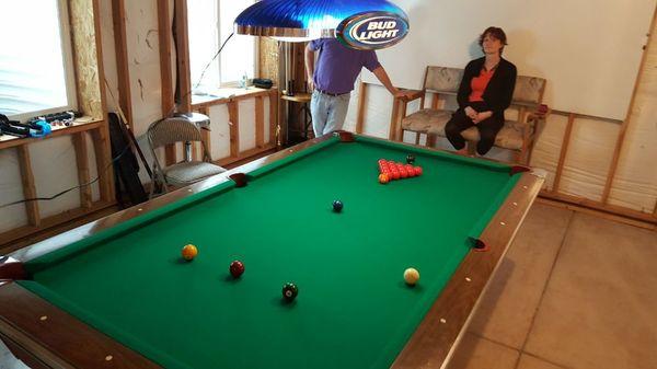 My wife enjoying a game of snooker with jim McGregor who seems to be enjoying his table immensely