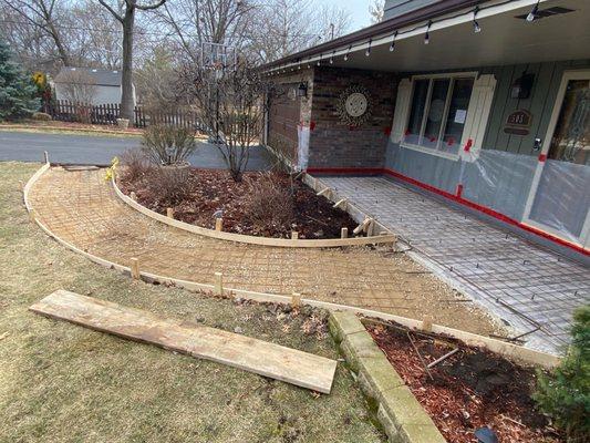 Here is a front walkway and porch in Mundelein prepped before we pour .