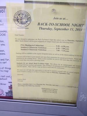 Don't forget Back to School night on September 11th!