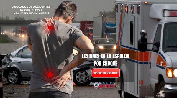 Un choque puede causar lesiones de espalda y hasta discos herniados. Sus tratamientos médicos son muy costosos.