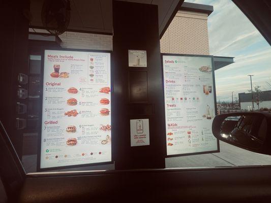 Drive-thru menu