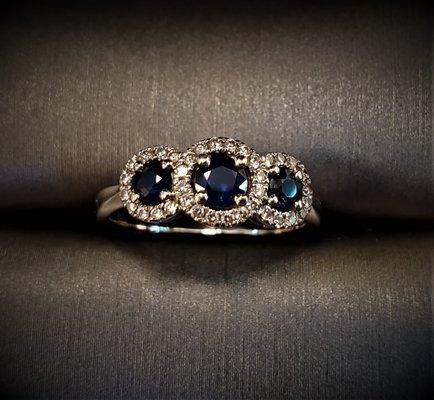 14k white Gold with Sapphires and Diamonds