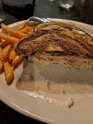 Half of my turkey Reuben. Pretty boring. Only thing I liked was the delicious marble rye!! I belive they make their own bread.