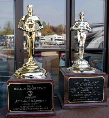 In recognition of our outstanding customer service, our expert staff won the 1st place Hall of Excellence award in 2004 and 2015!