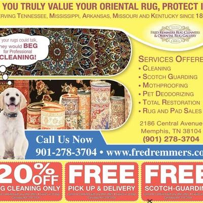 Save 20% On Oriental Rug Cleaning Or Free Pick-up Or Free Scotch-Guard