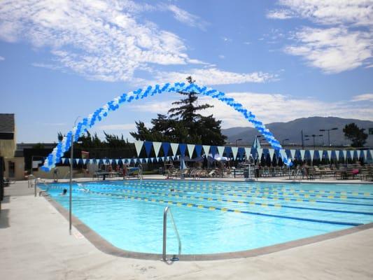 Big pool during an event on a bright sunny day