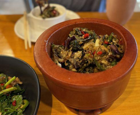 Eggplant mashed with black egg, flavorful.