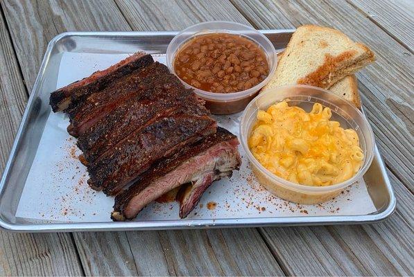 1/2 Rib Platter with Mac n Cheese and BBQ Beans