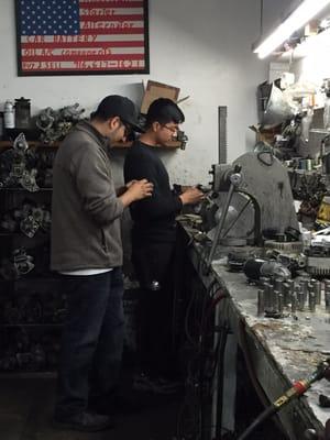 They Ayala brothers Julio and Edgar hard at work rebuilding my starter.