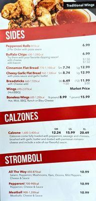 SIDES  CALZONES  STROMBOLI  Menu