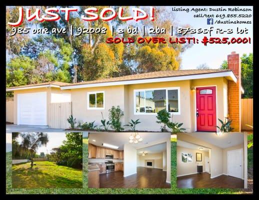 Just SOLD in Carlsbad by Dustin Dravland Robinson, Realtor (Listing Agent)