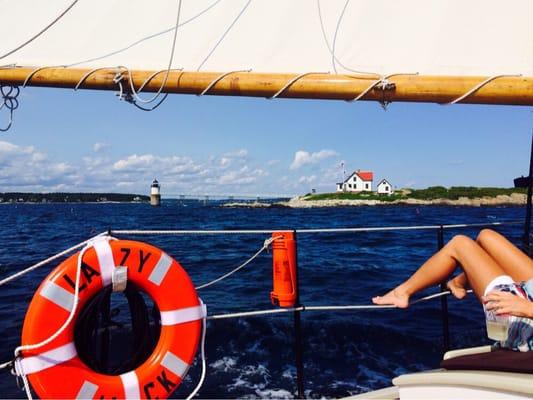 The Ram Island Lighthouse from The Lazy Jack on a beautiful July day